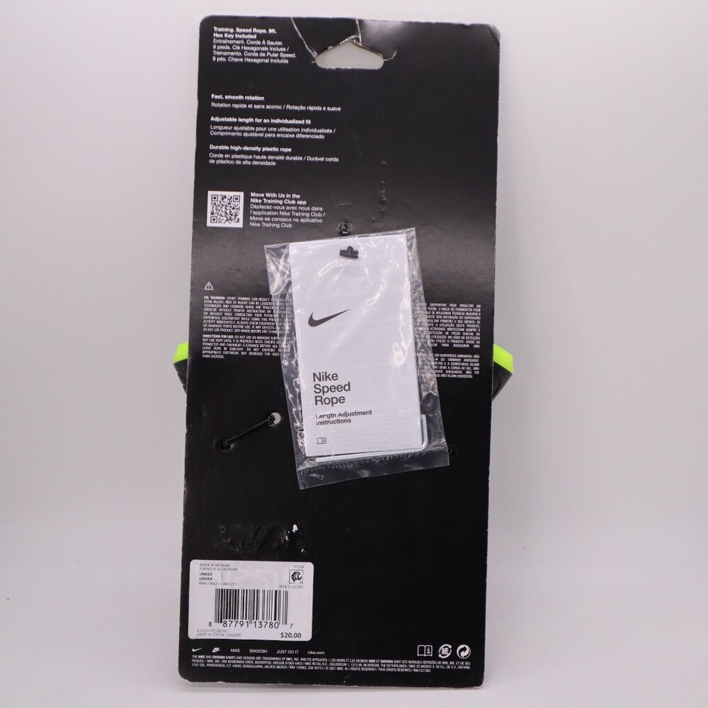 Nike Speed Rope Jump Rope Adjustable Black/green 9' Rope Length New - Picture 7 of 9
